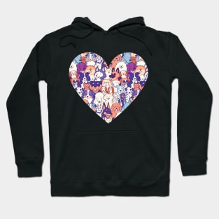 Dog breeds pattern in a heart Hoodie